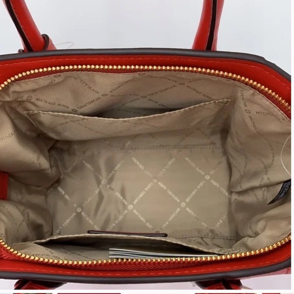 Michael Kors Avril Small Leather Top-Zip Satchel Color Flame - Picture 13 of 16